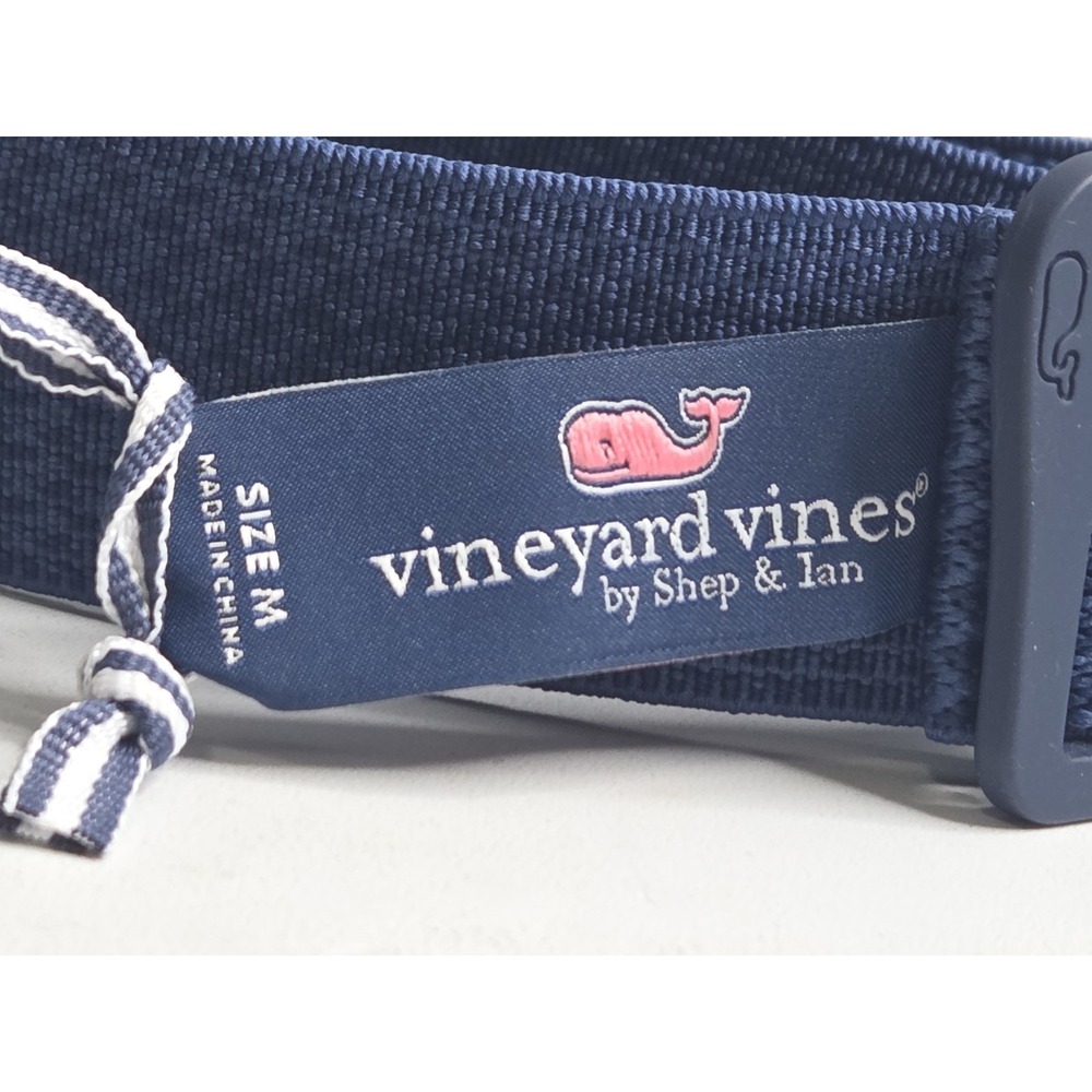 NWT Vineyard Vines Mens On-The-Go Stretch Woven Belt Navy Blue Size M Medium...